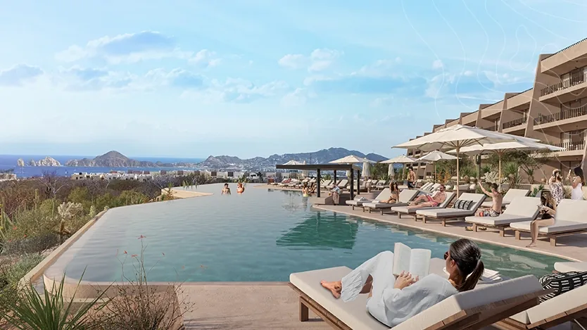 Monte Rocella en Los Cabos — alberca infinita con vista al Arco