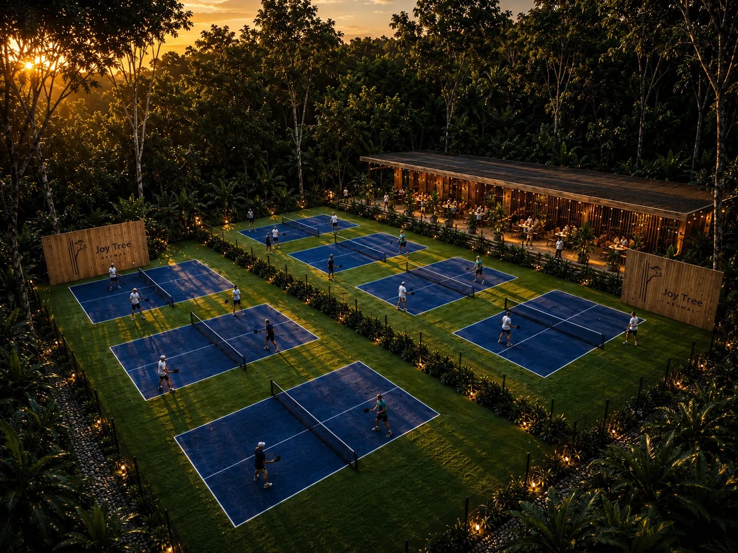 Canchas de pickleball vistas desde el aire